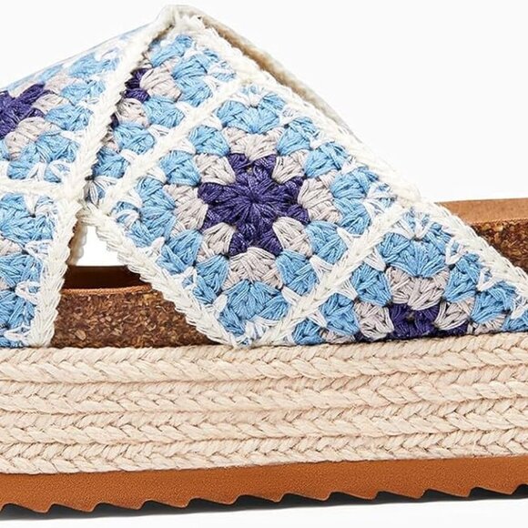 Womens Cork Flatform Espadrille Sandals Summer Beach Open Toe Size 8 - Picture 2 of 5